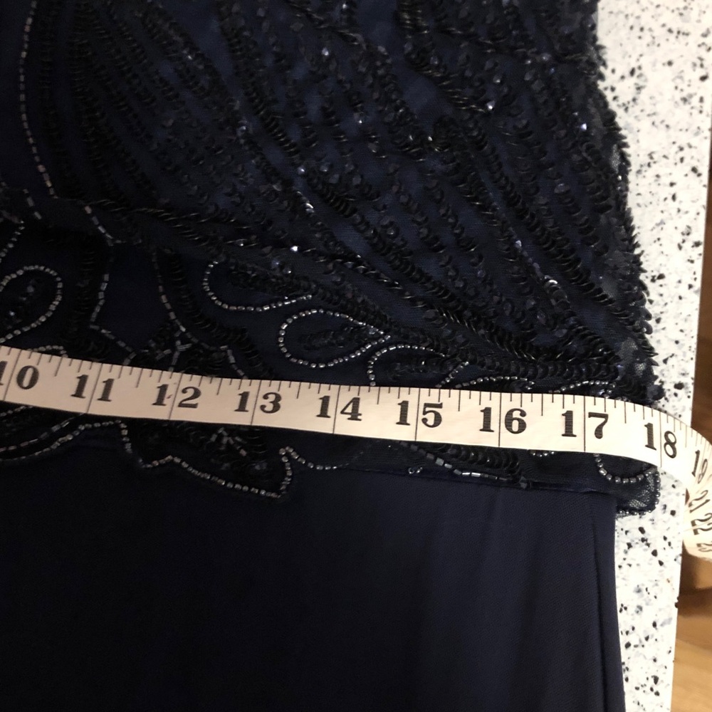 Pisarro Nights 10 deep navy mother of bride cruise sequins formal long dress - Picture 7 of 11